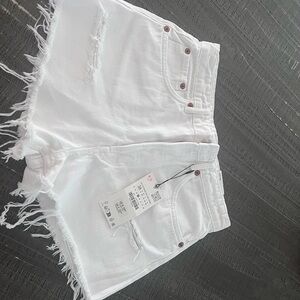 White Distressed Denim Shorts